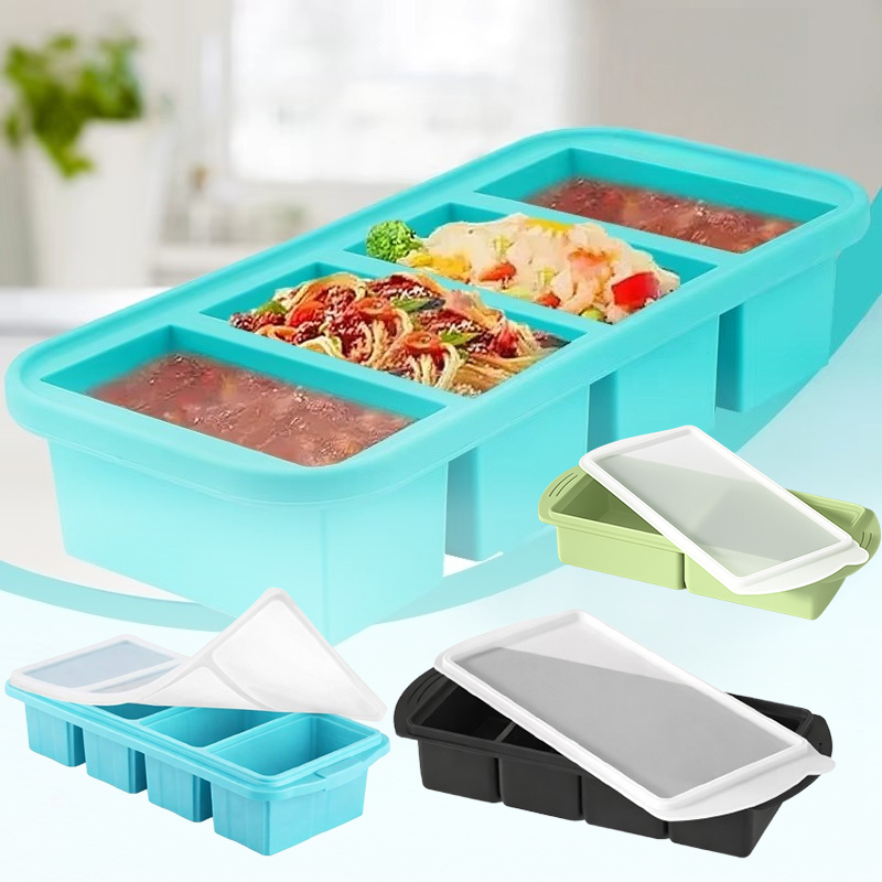 Kitchen Baking Storage Containers - Büyük Silikon Buz Kalıbı, Kapaklı Gıda