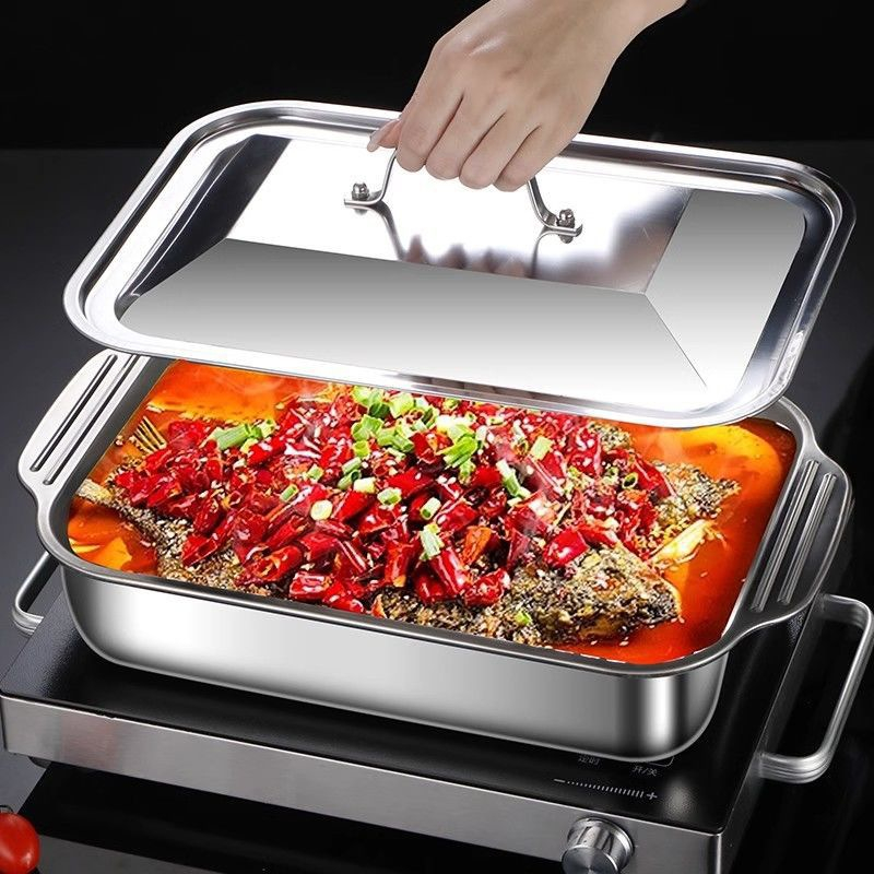 Kitchen Oven Baking Pans - Paslanmaz Çelik Derin Pişirme Tepsisi Kapaklı