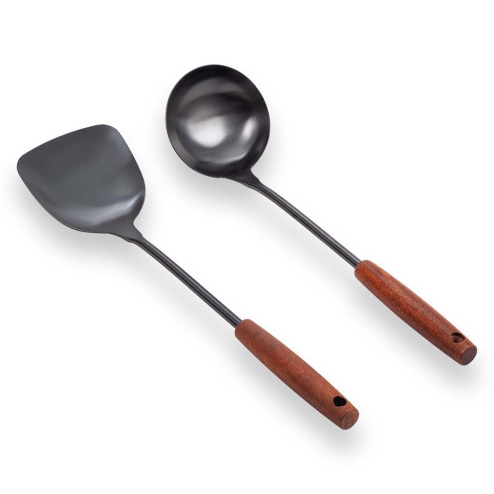 Baking Kitchen Design - Paslanmaz Çelik Pişirme Spatulası Kahverengi Ahşap