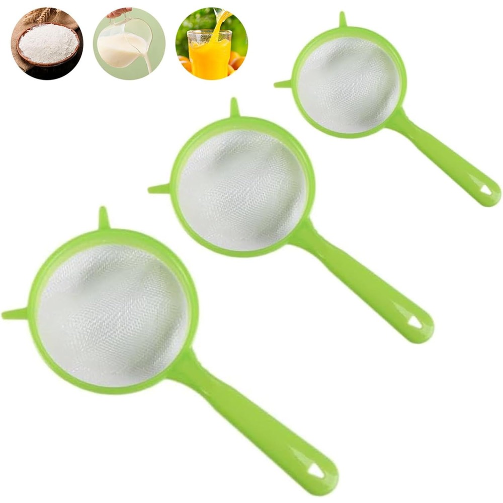 Kitchen Baking Utensils - 3'lü Paket İnce Gözenekli Süzgeçler Mutfak