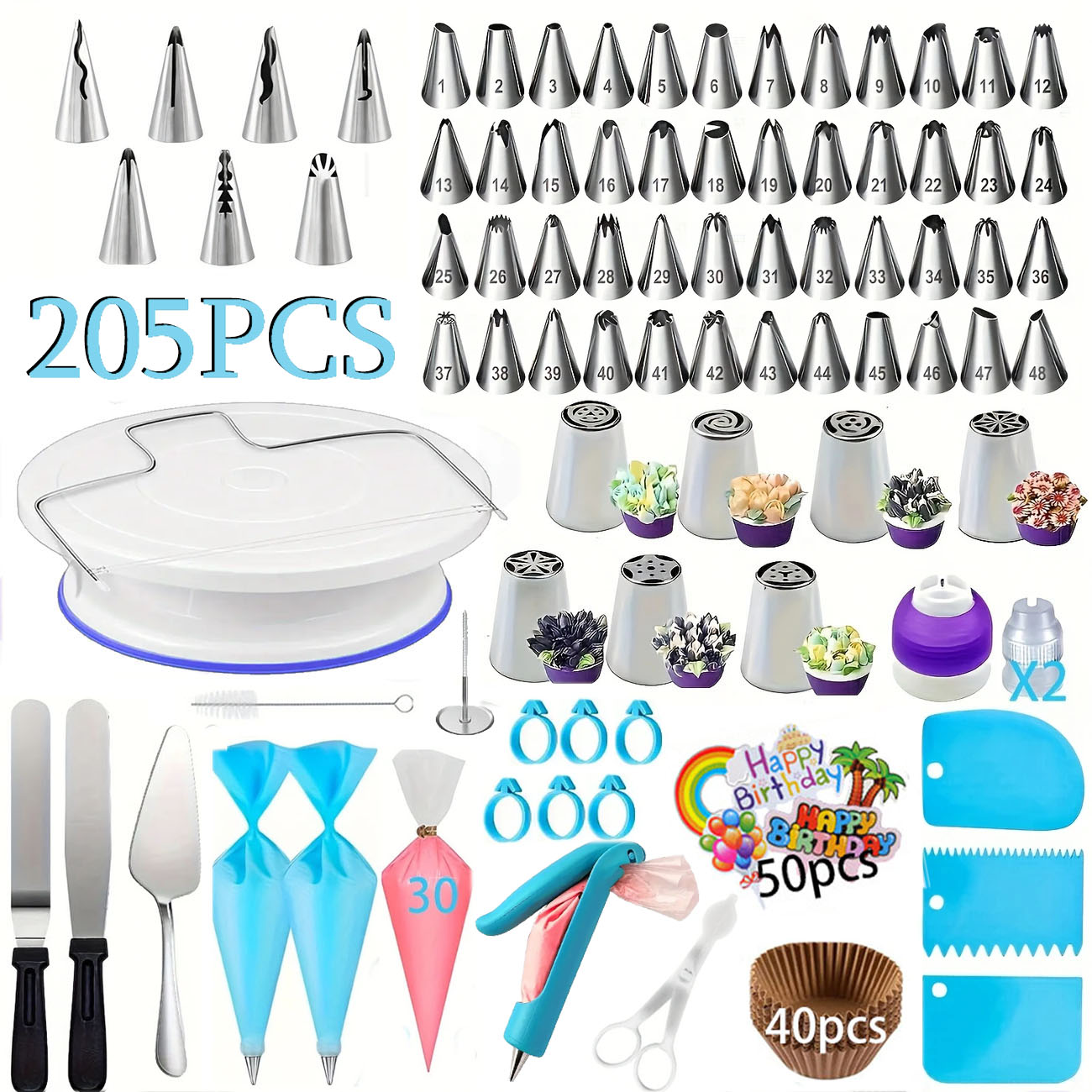 205PCS Profesyonel Pasta Süsle - Fondant Smoother Set incelemesi ve fiyatı