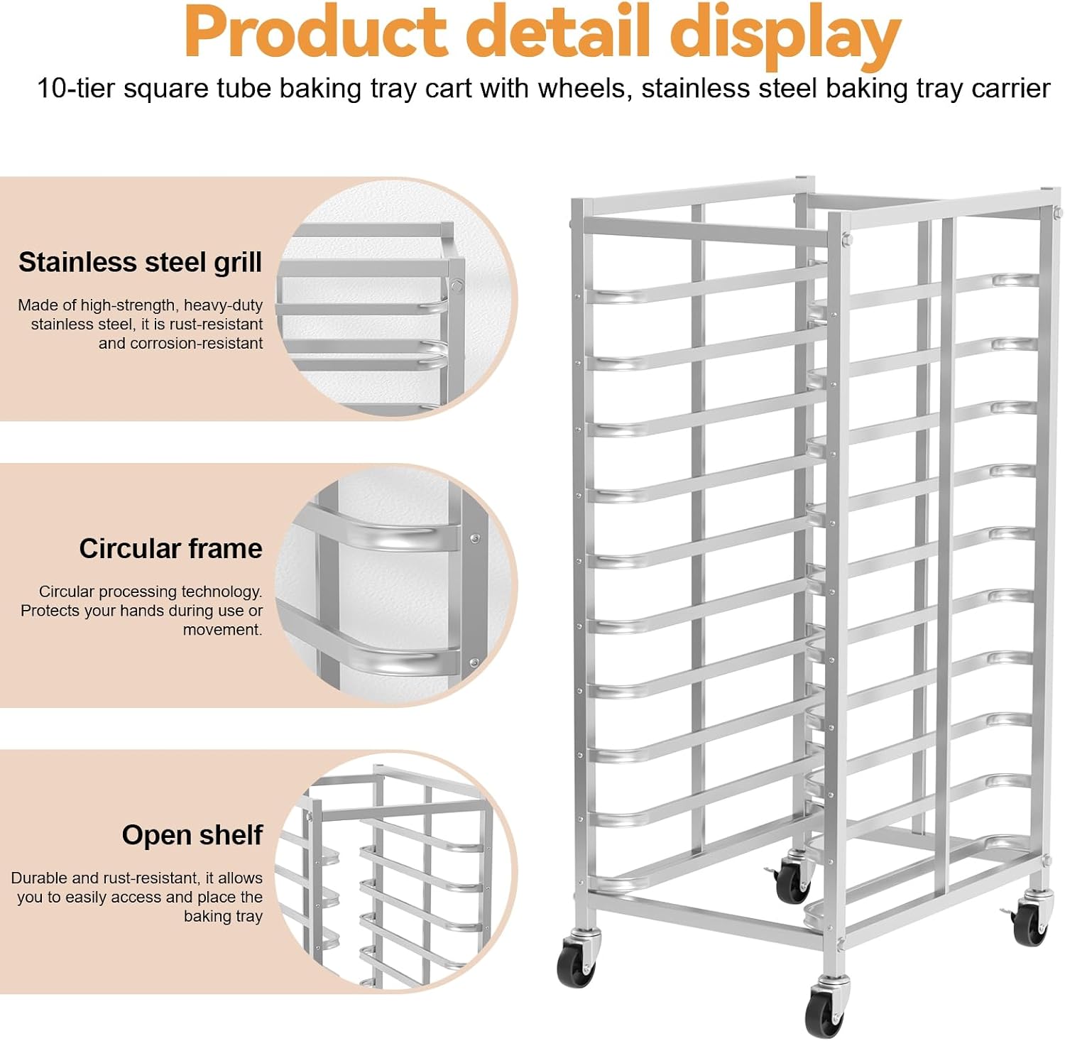 Tekerlekli Ticari Paslanmaz Çe - Kitchen Baking Cart incelemesi ve fiyatı